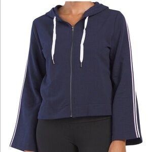 Splendid Cropped Navy Hoodie with White Accents
